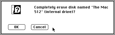 Disk erase prompt in classic Mac OS